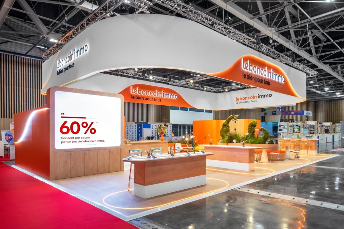 Stand leboncoin immo RENT, conception et réalisation The Good Experience