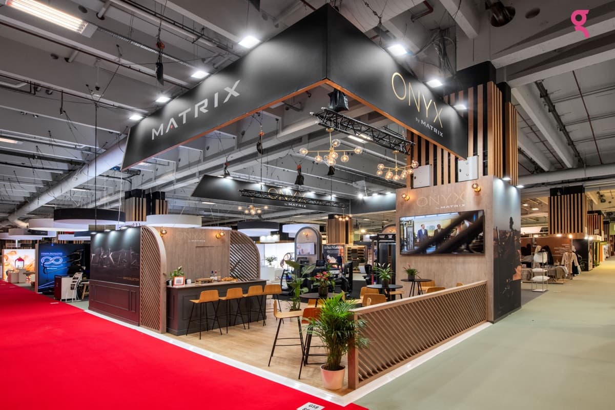 Stand Matrix à EquipHotel, présentation de solutions techniques et logistiques pour l'hôtellerie, conçu et réalisé par The Good Experience
