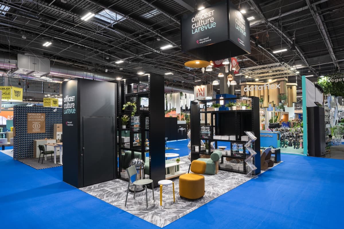 Stand Office et Culture à Workspace Expo, espaces modulables d'aménagement de bureau conçus et réalisés par The Good Experience