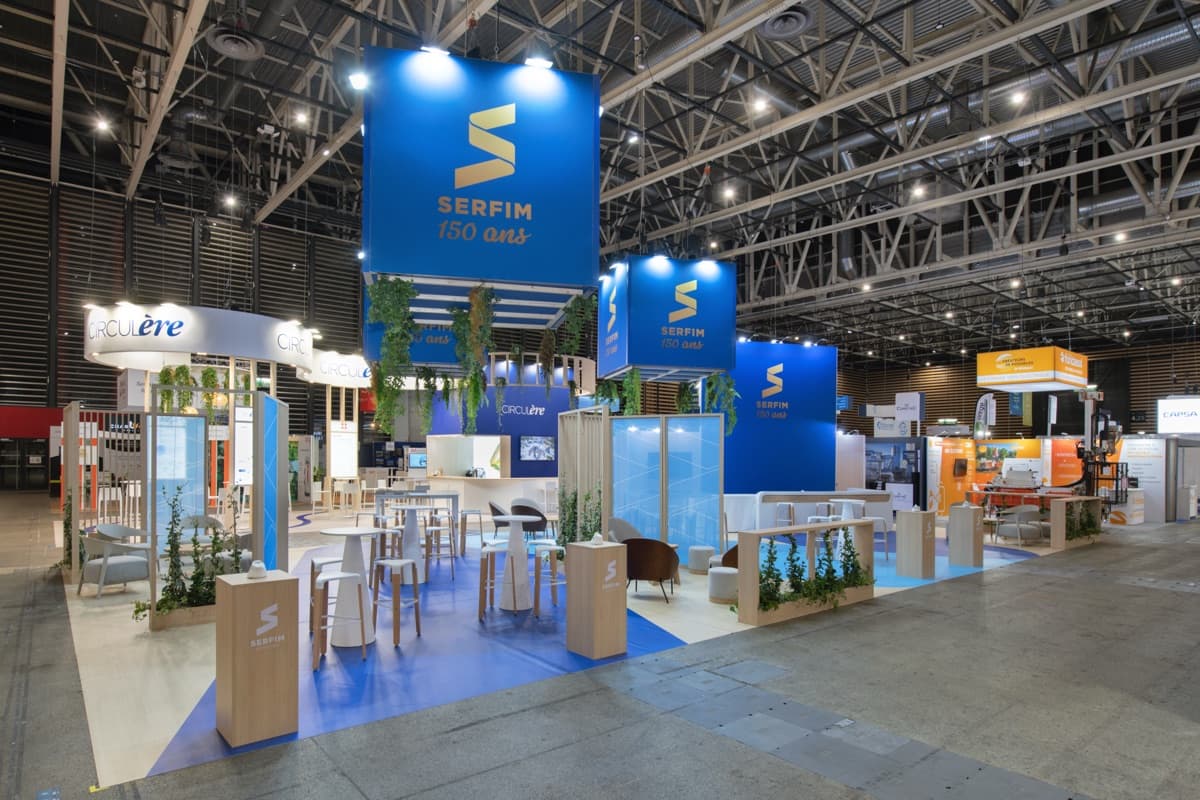 Stand Serfim à Pollutec, dispositif services environnementaux conçu et réalisé par The Good Experience