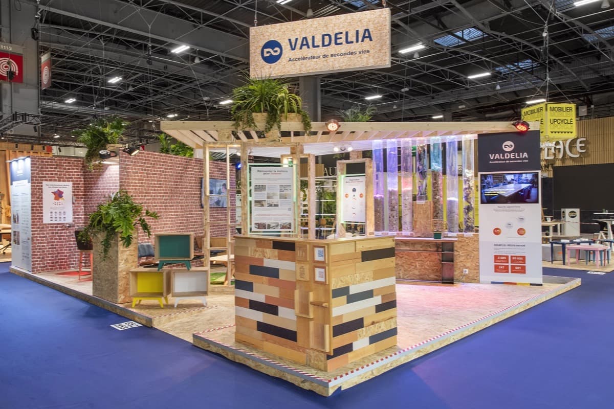 Stand Valdelia RENT, scénographie en réemploi conçue et réalisée par The Good Experience